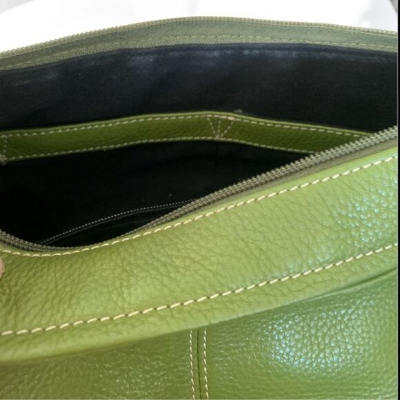 Tignanello Y2K Pebble Leather Bag Removable Canvas Shoulder Strap Kelly Green - Picture 10 of 12